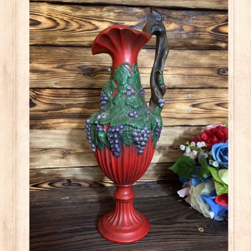 Vintage Arnel’s Pottery Grape Ewer Water Pitcher